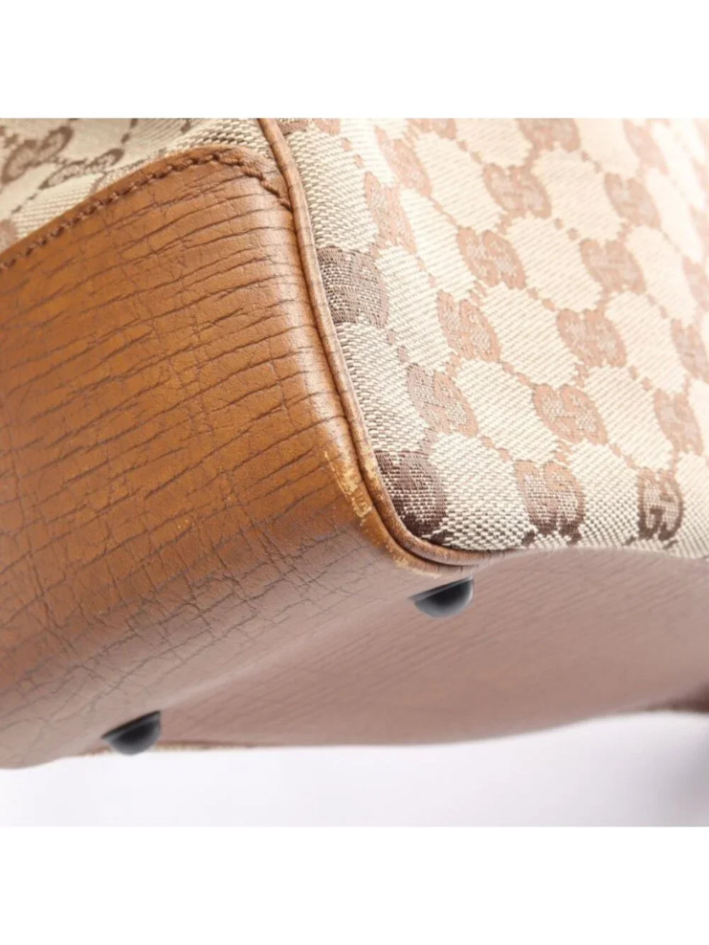 Gucci Tote Bag Bamboo GG Canvas Beige Brown Camel